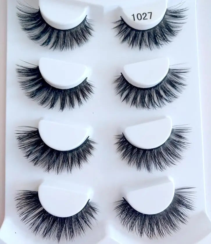 HBZGTLAD 4 pairs natural false eyelashes fake lashes long makeup 3d mink lashes eyelash extension mink eyelashes for beauty