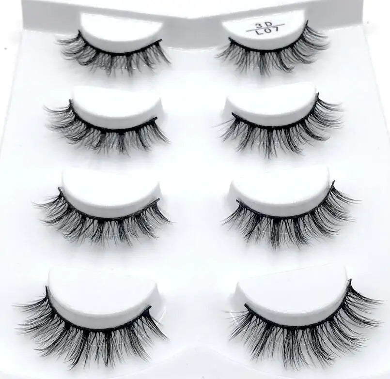 HBZGTLAD 4 pairs natural false eyelashes fake lashes long makeup 3d mink lashes eyelash extension mink eyelashes for beauty