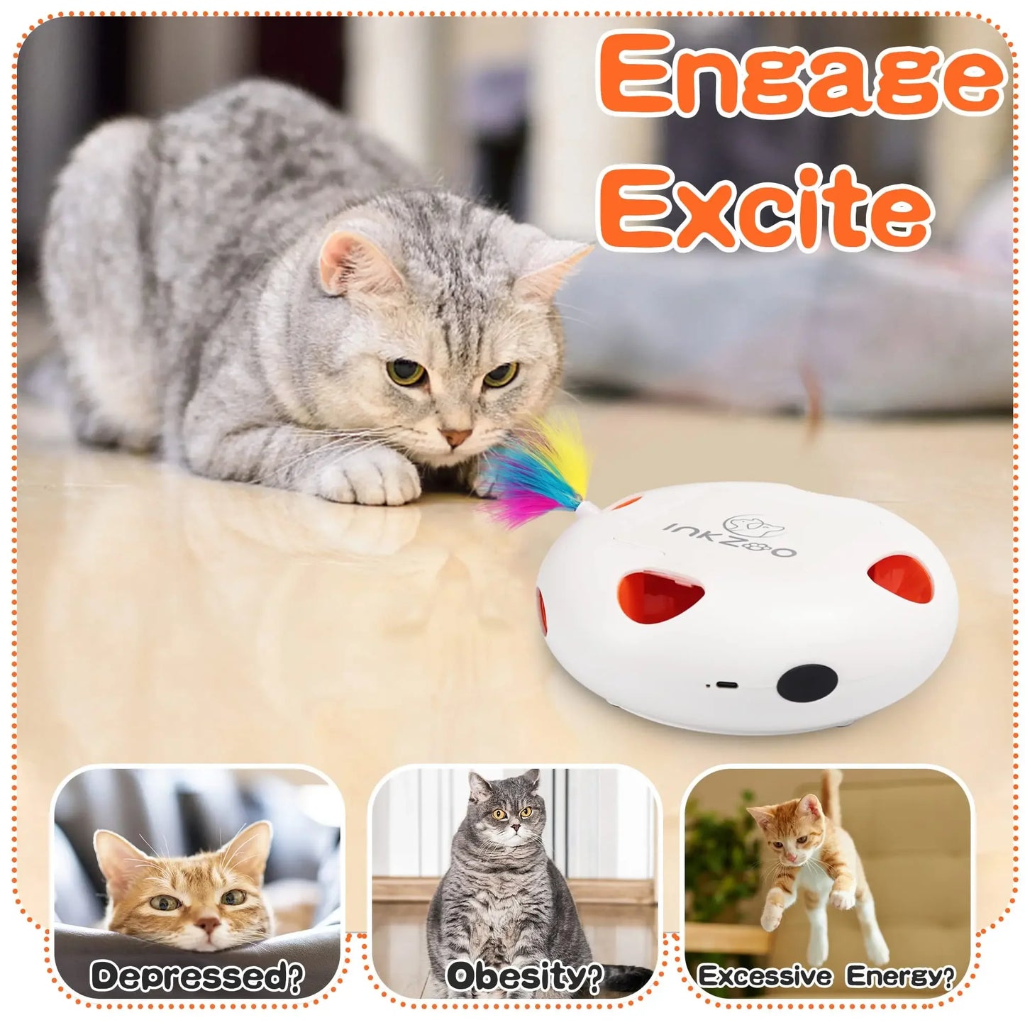 PERKEO Cat Toys, Interactive Cat Toys for Indoor Cats,  Smart Interactive Kitten Toy, Automatic 7 Holes Mice Whack-A-Mole