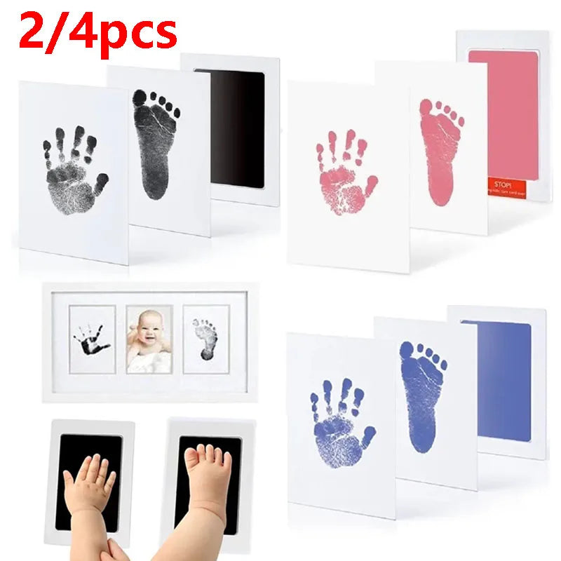 2/4pc Baby Handprint Footprints Ink Pads Safe Non-toxic No-Touch Skin Inkless Inkpad Kits Pet Cat Dog Paw Prints Souvenirs Gifts