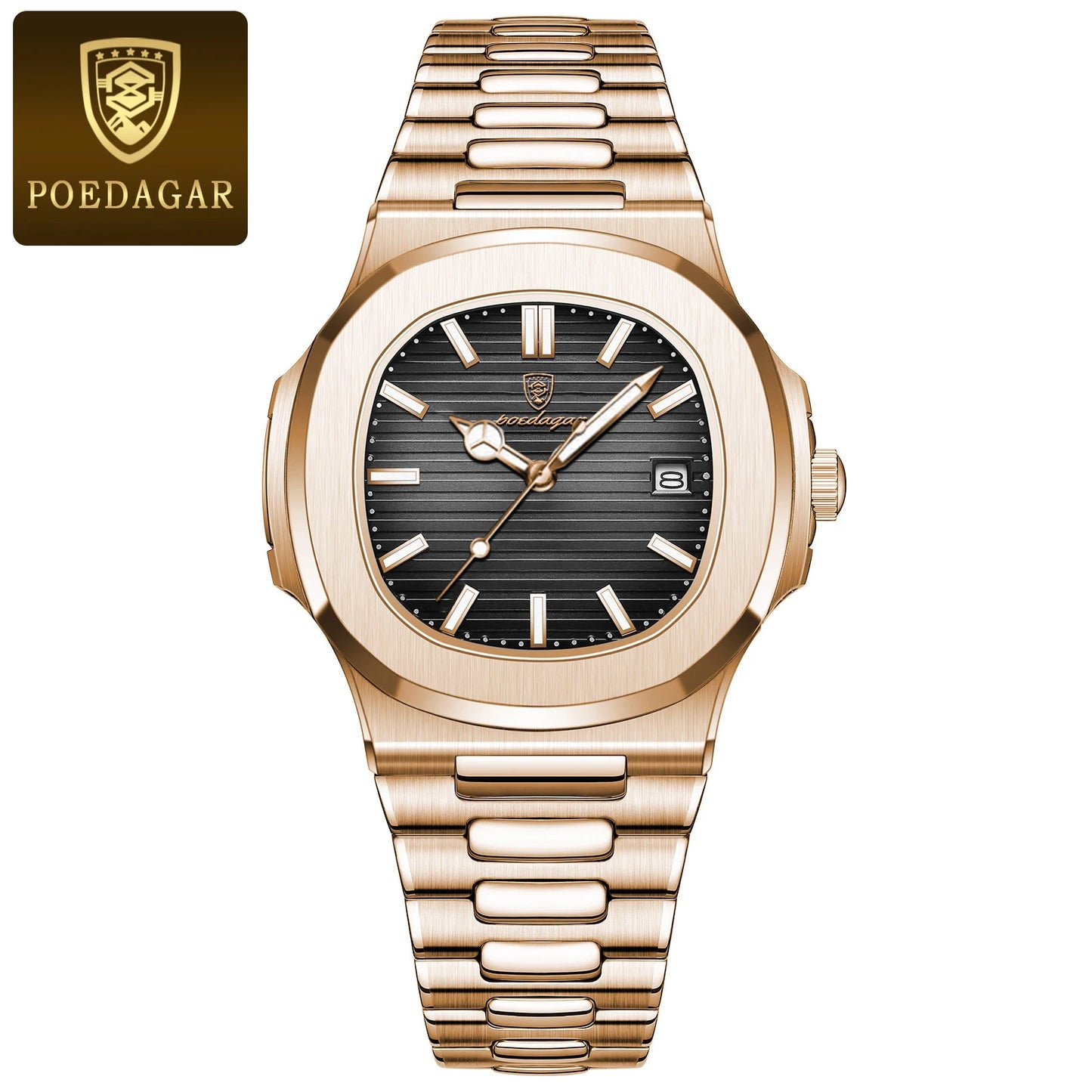 POEDAGAR Luxury Man Wristwatch Waterproof Luminous Date Leather Men's Watches Sports Square Men Watch Casual Quartz Male Clocks