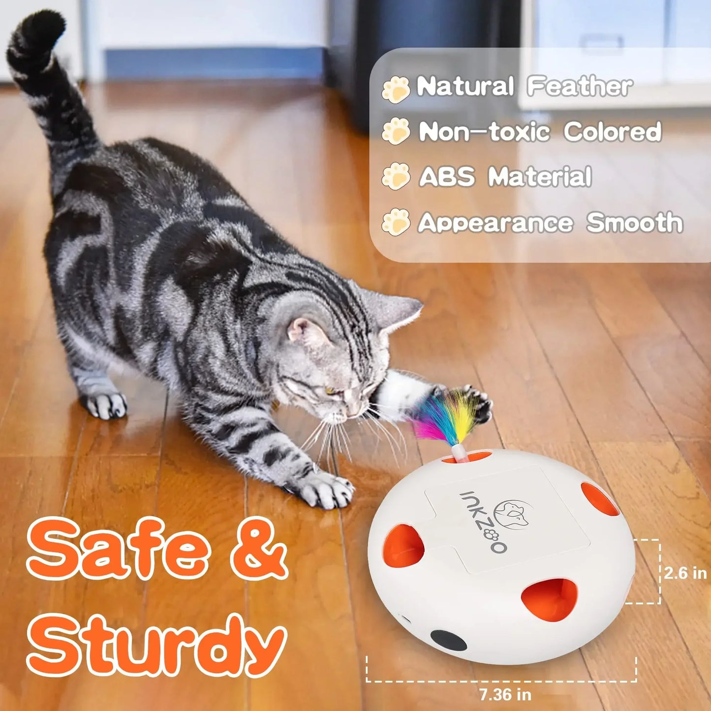 Smart Interactive Kitten Toy for Indoor Cats, Automatic 7 Holes, Mice Whack-A-Mole, BT66200120120