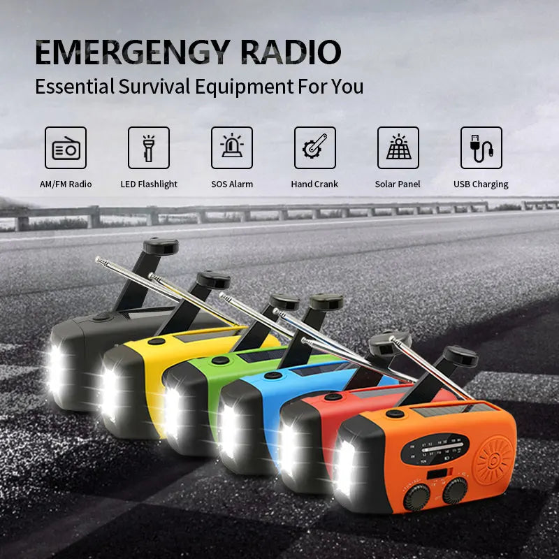 AM/FM/NOAA Emergency Weather Radio Hand Crank Solar Weather Radio  Portable Power Bank with Solar Charging Battery