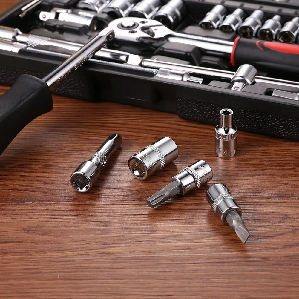 46pcs Socket Set Car Repair Tool Ratchet Spanner Wrench Set Pawl Socket Spanner Screwdriver Professional Metalworking Tool Kit