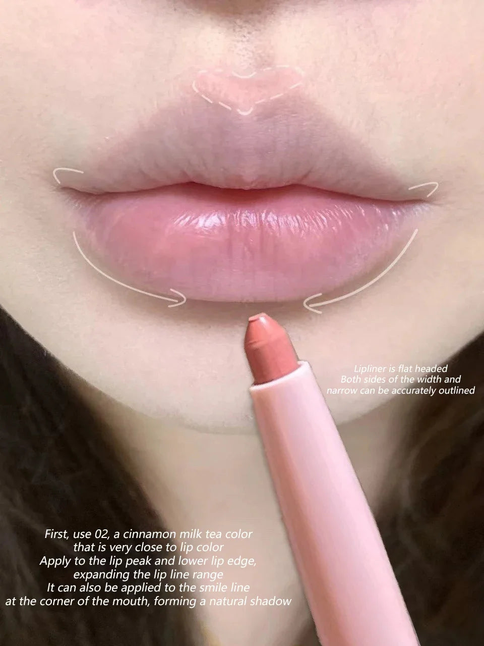 Fine Lipliner Pen Matte Velvet Lip Outline Contour Pencil with Brush Waterproof Lip Liner Non-stick Cup Moisturizing Lip Makeup