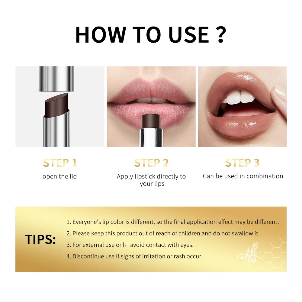 Black Honey Lipstick Long Lasting Moisturizing Natural Lip Plumper Makeup Lip Plumping Gloss Cosmetics Exfoliating for Lip