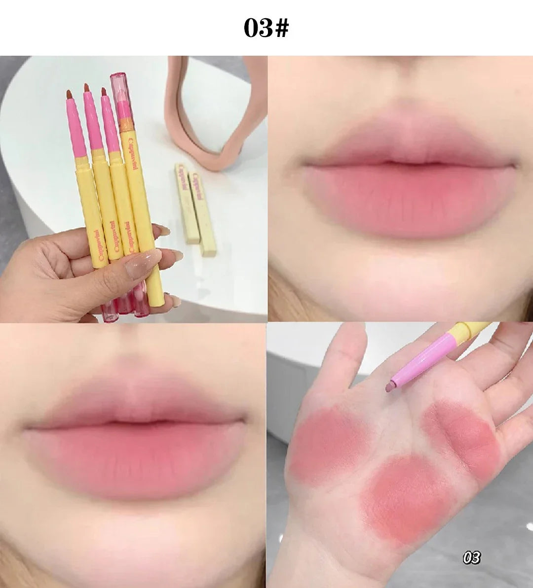 Fine Lipliner Pen Matte Velvet Lip Outline Contour Pencil with Brush Waterproof Lip Liner Non-stick Cup Moisturizing Lip Makeup