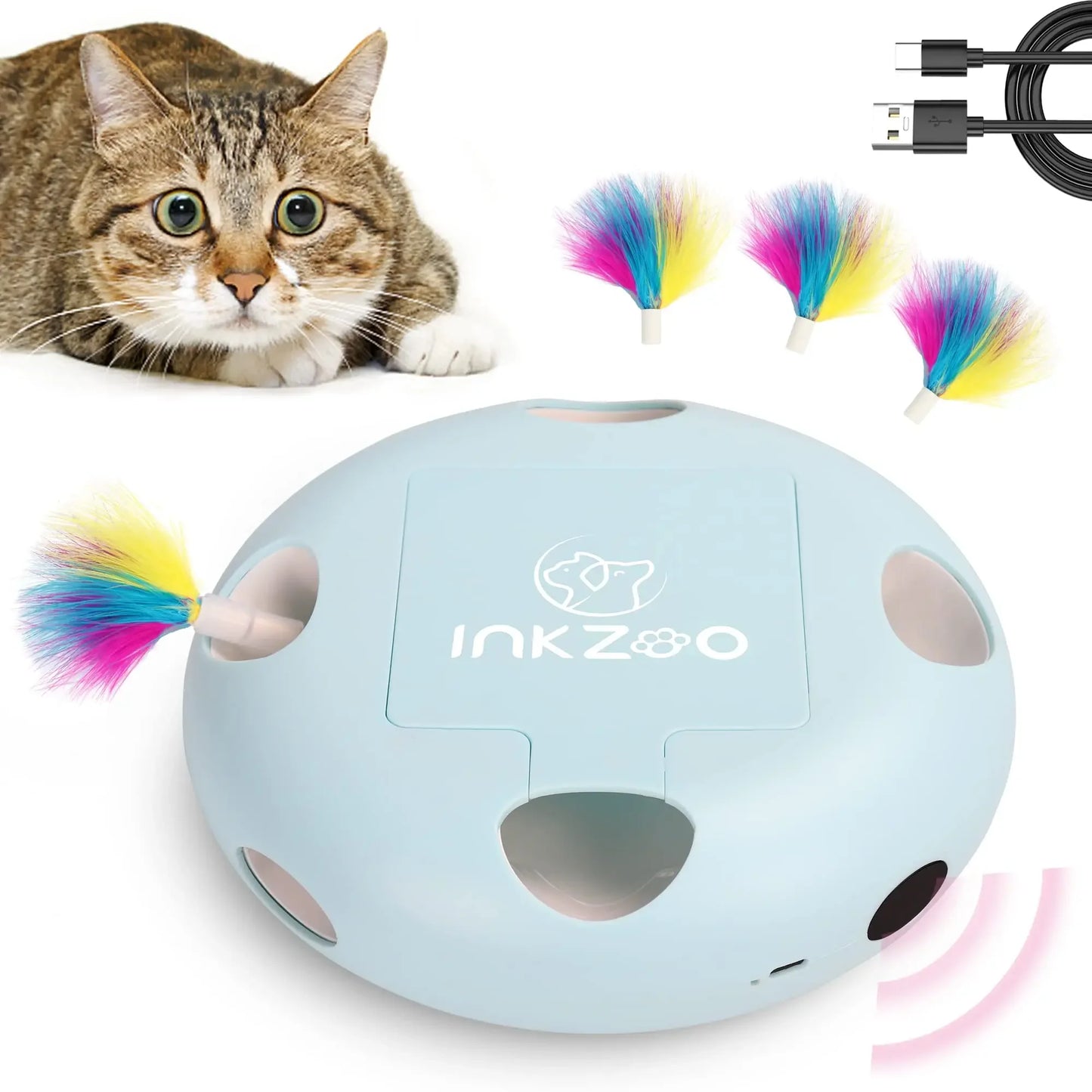 PERKEO Cat Toys, Interactive Cat Toys for Indoor Cats,  Smart Interactive Kitten Toy, Automatic 7 Holes Mice Whack-A-Mole