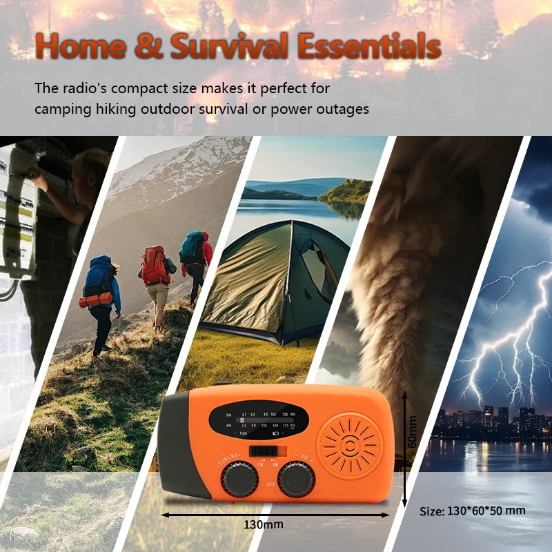 AM/FM/NOAA Emergency Weather Radio Hand Crank Solar Weather Radio  Portable Power Bank with Solar Charging Battery