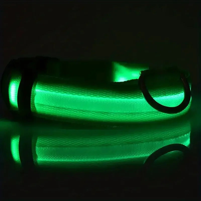 Nylon LED Night Safety Flashing Glow In The Dark Dog Leash Dogs Luminous Fluorescent Pet Dog Collar