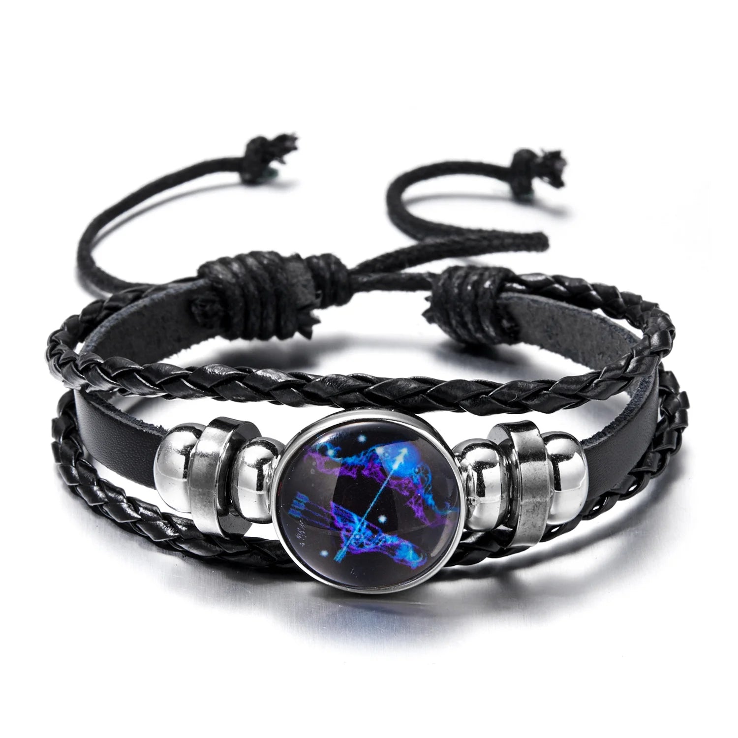 Luminous Zodiac Sign Charm Bracelets - Vintage Multilayer Leather Wrap for Men & Women - Perfect Birthday Gift!