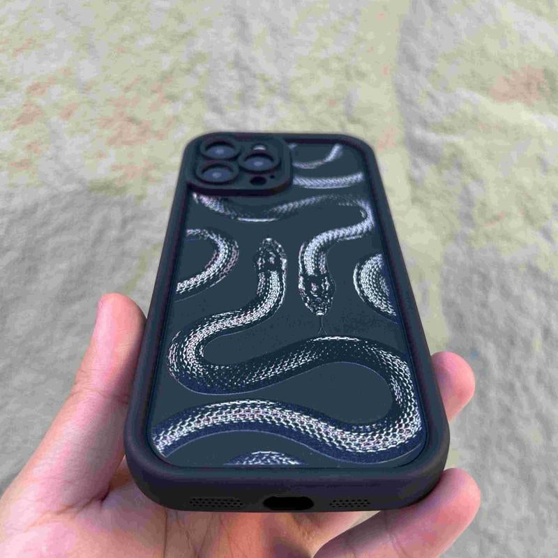 Stylish Snake Pattern Phone Case with Camera Lens Protector - Compatible with iPhone 7-15 Pro Max, Perfect Summer Gift!