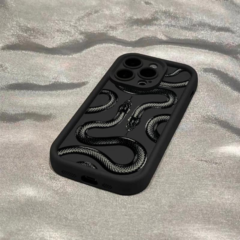 Stylish Snake Pattern Phone Case with Camera Lens Protector - Compatible with iPhone 7-15 Pro Max, Perfect Summer Gift!