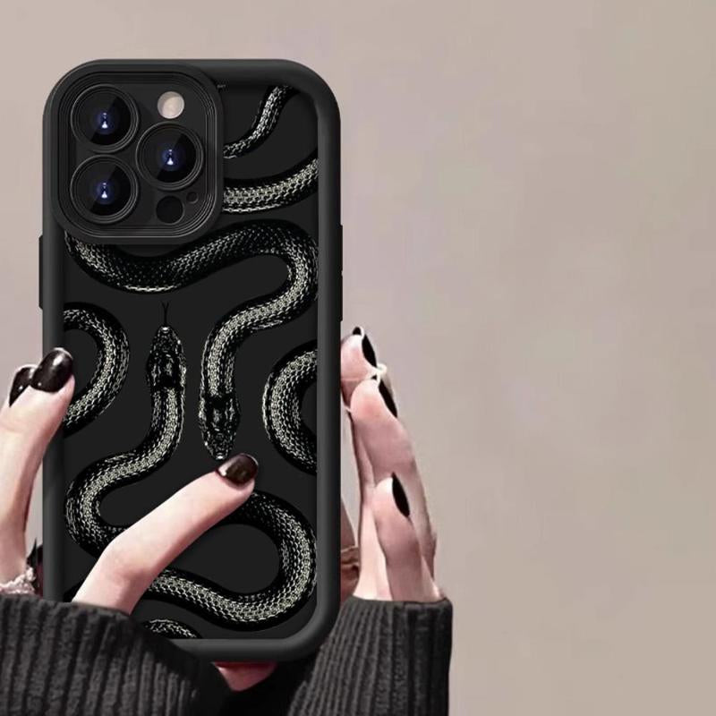 Stylish Snake Pattern Phone Case with Camera Lens Protector - Compatible with iPhone 7-15 Pro Max, Perfect Summer Gift!